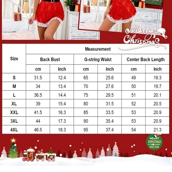 Avidlove small Santa Red dress lingerie no belt Mrs Claus babydoll red white - Picture 14 of 16